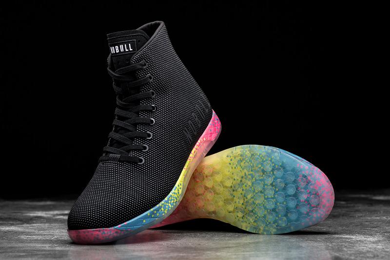 Black Nobull High-Top Neon Glitch Men's Trainers | CA P1470J